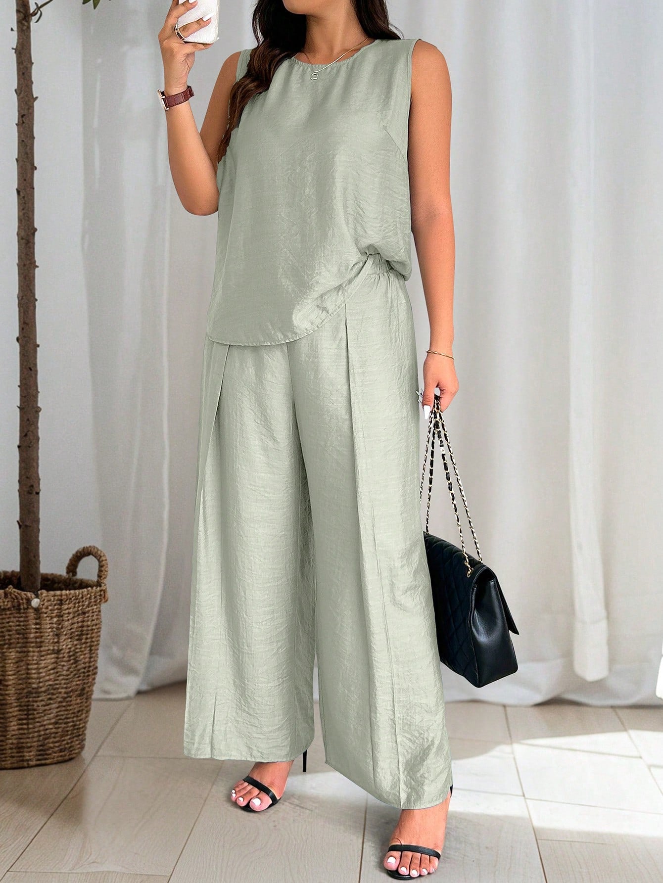 Conjunto de Regata e Calça Viscose e Poliamida Plus Size