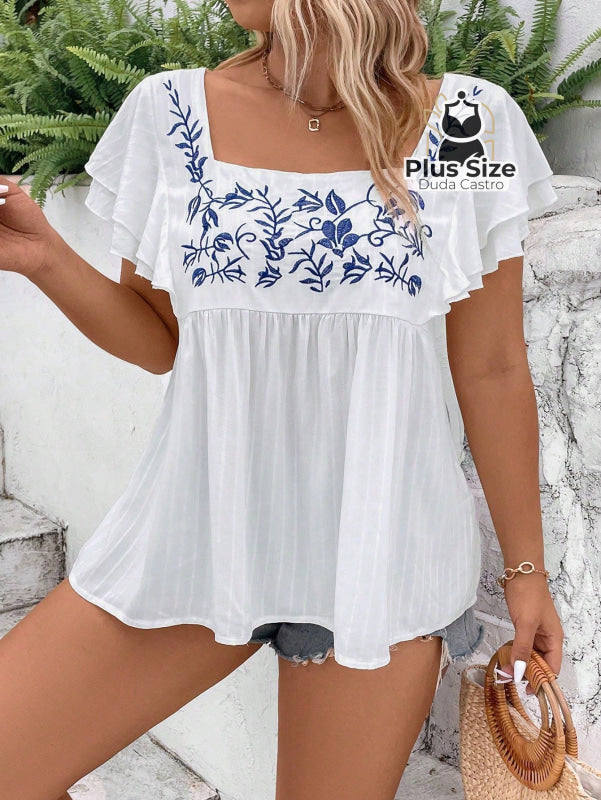 Bata Bordada Em Viscose Plus Size
