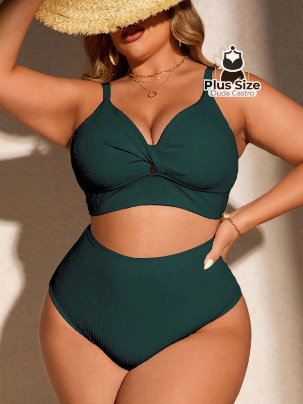 Biquini Com Sutiã Torcido E Calcinha Alta Plus Size Várias Cores
