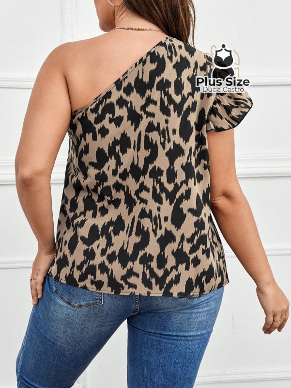 Blusa Alça Assimétrica de um Ombro Só Plus Size Blusa Alça Assimétrica de um Ombro Só Plus Size