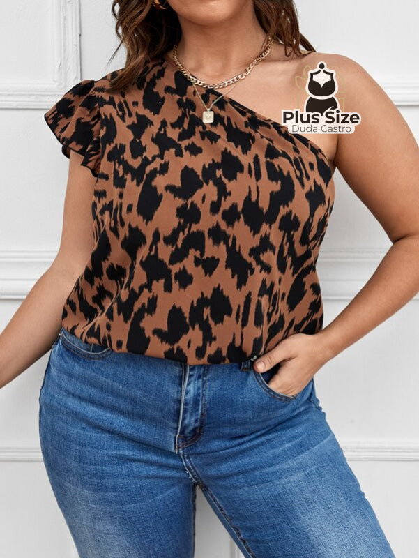 Blusa Plus Size Alça Assimétrica - G - blusas