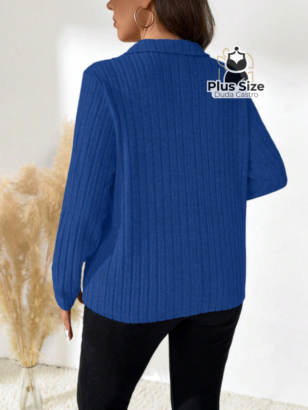 Camisa Solta Manga Longa com Gola Virada Plus Size Várias Cores Camisa Solta Manga Longa com Gola Virada Plus Size