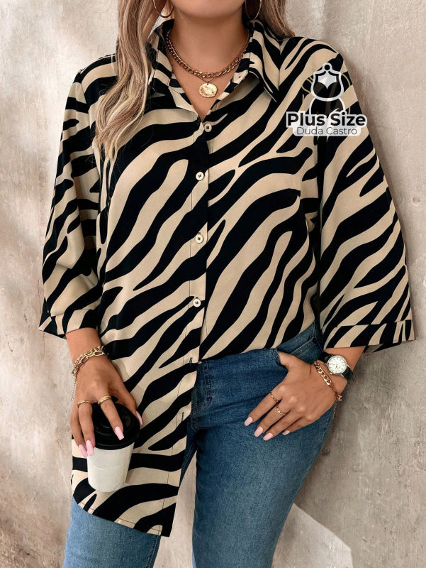 Camisa Social de Botões Estampa de Zebra Camisa Social de Botões Estampa de Zebra