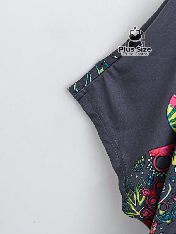 Camiseta Solta Com Borboletas Plus Size Blusa