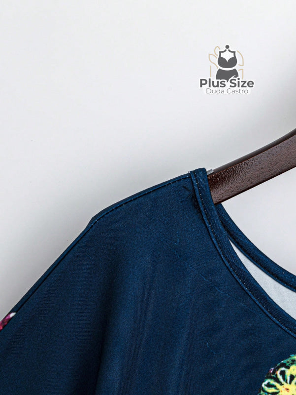 Camiseta Solta Com Borboletas Plus Size Blusa