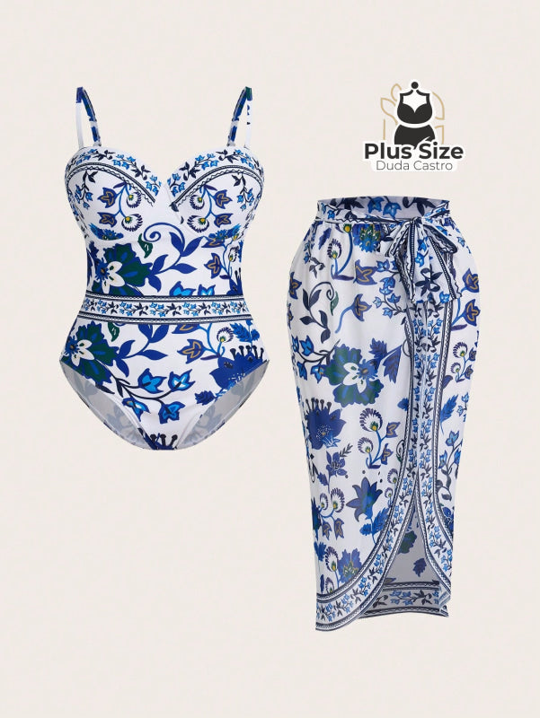 Conjunto De Maiô E Pareô Plus Size
