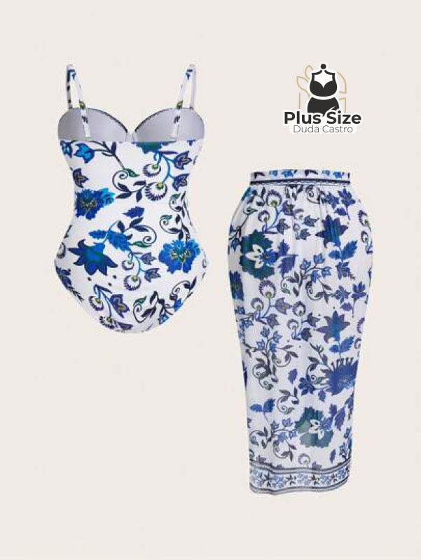 Conjunto De Maiô E Pareô Plus Size