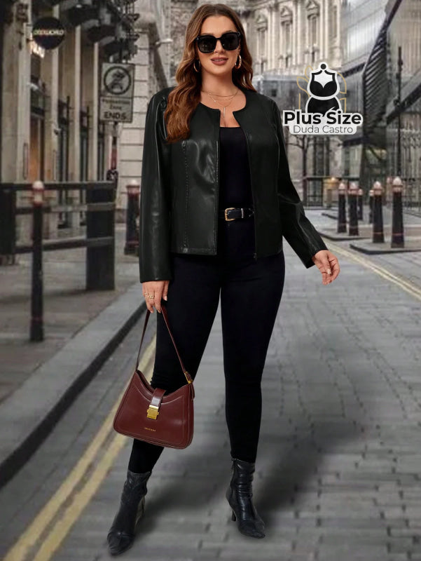 Jaqueta Plus Size em Couro Premium – A Peça de Impacto Para Você Brilhar Onde Quiser