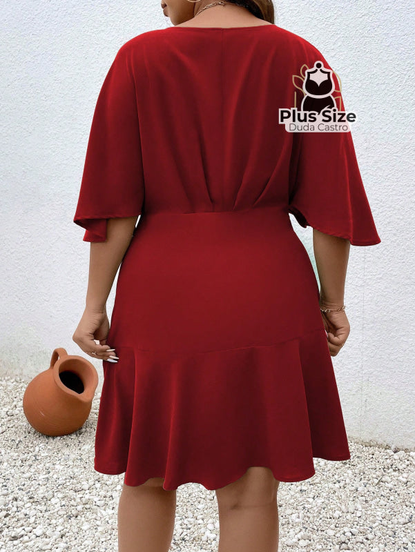 Vestido Com Detalhe Transpassado E Decote V Várias Cores Plus Size