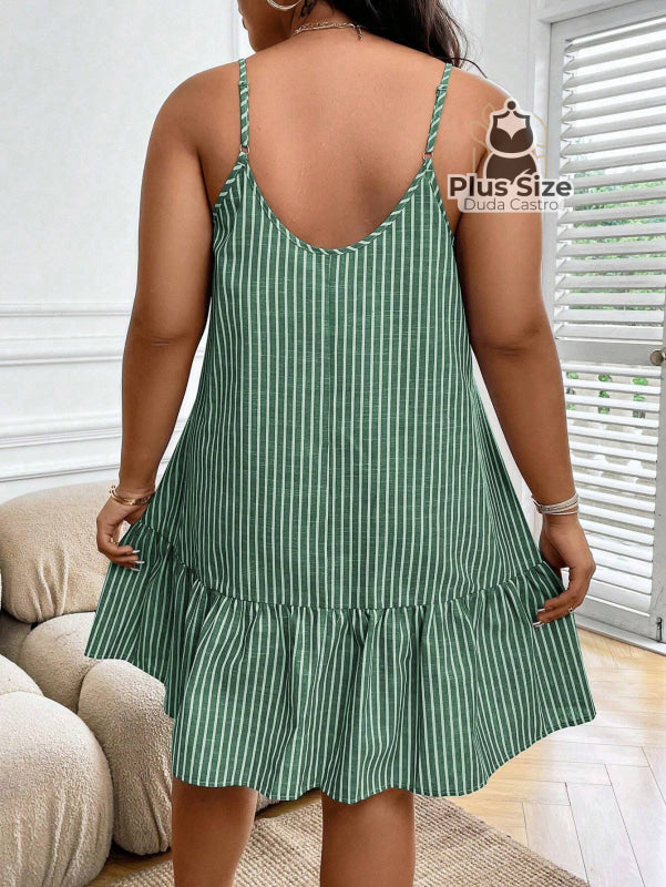 Vestido Listras Cores Soltinho Babado Plus Size Vestidos Size