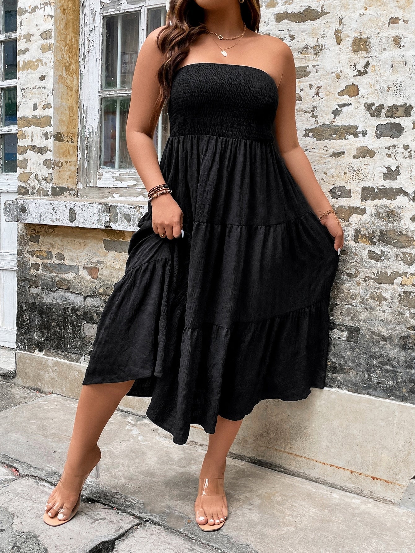 Vestido Midi Tomara que Caia com Elastéx Várias Cores Plus Size
