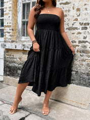 Vestido Midi Tomara que Caia com Elastéx Várias Cores Plus Size