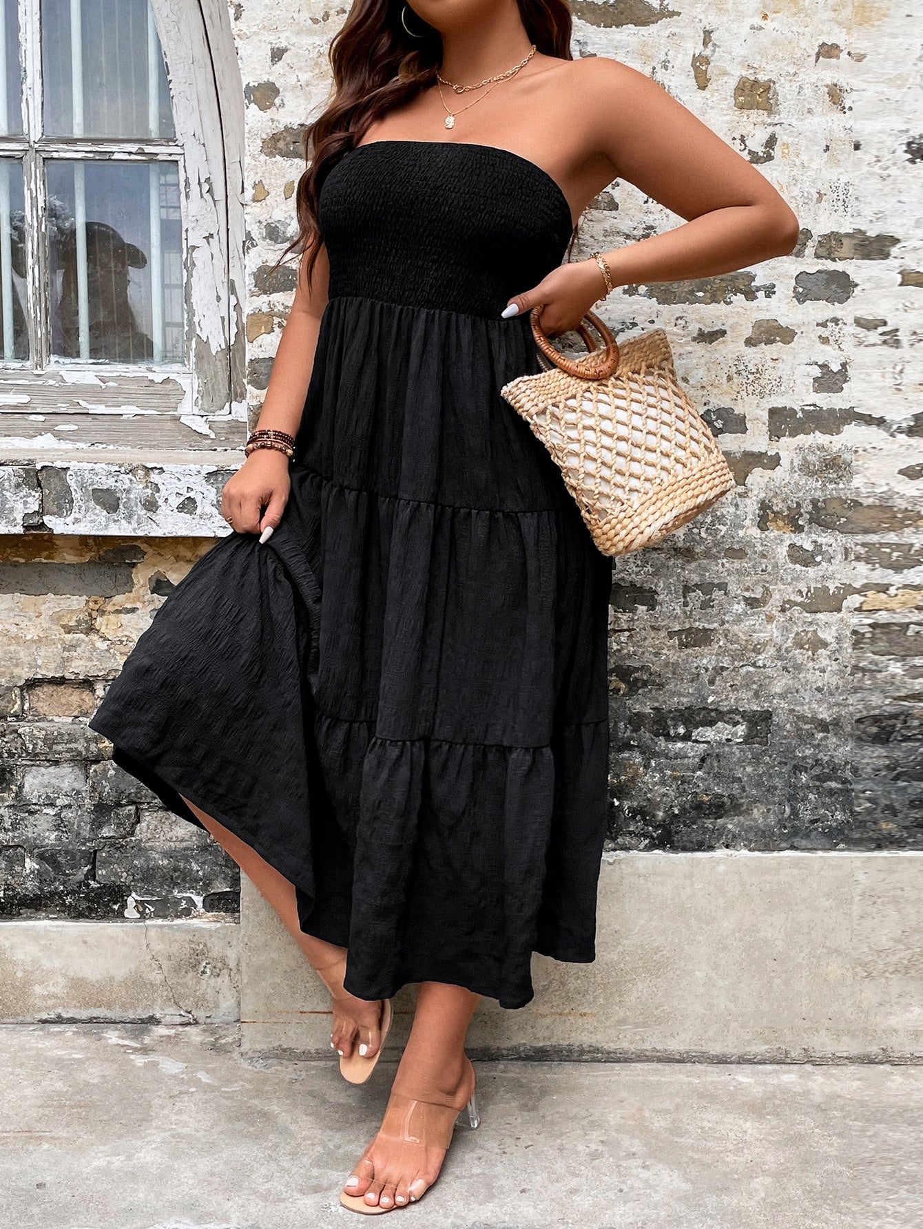 Vestido Midi Tomara que Caia com Elastéx Várias Cores Plus Size