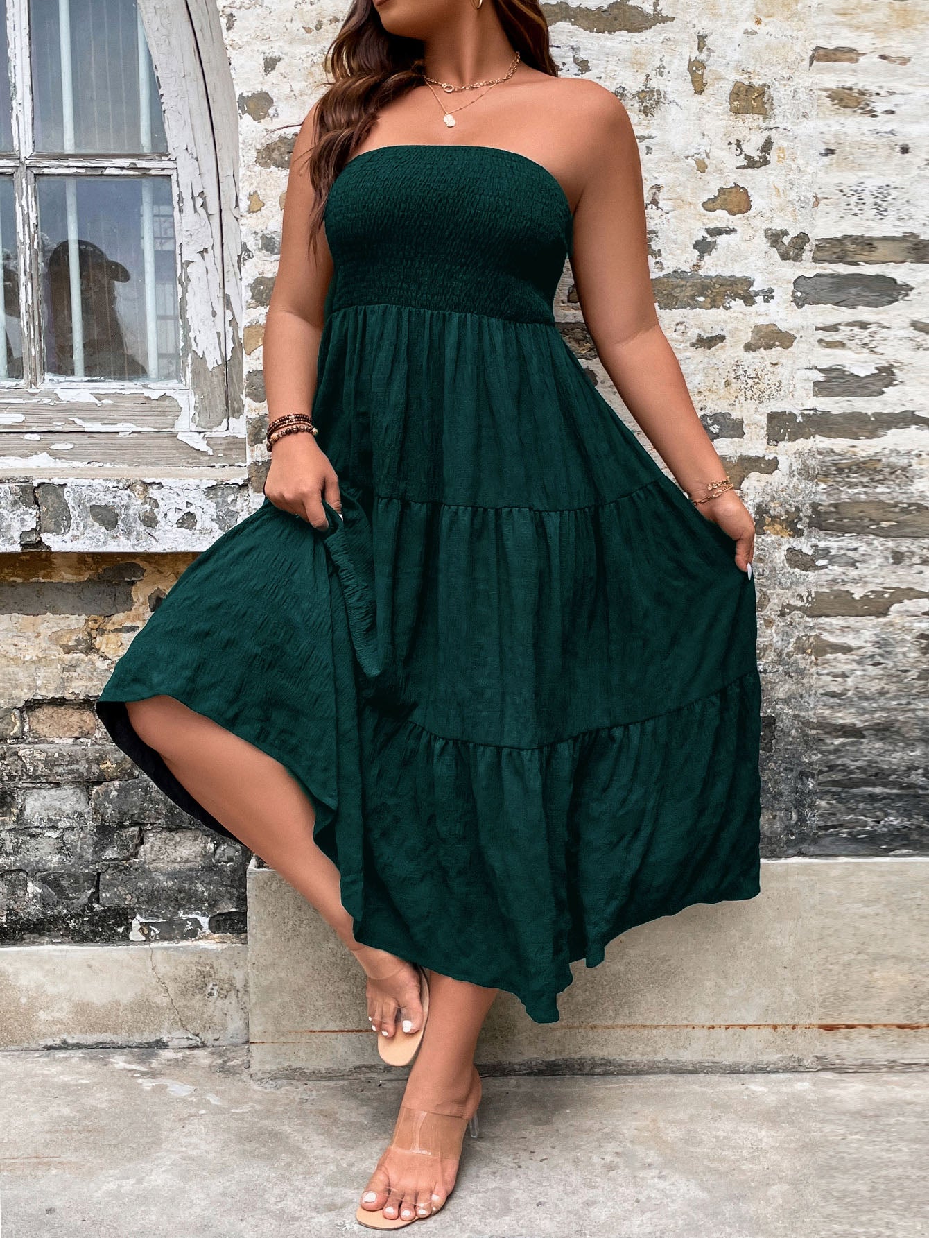 Vestido Midi Tomara que Caia com Elastéx Várias Cores Plus Size