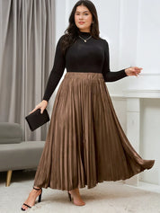 Saia Longa Plissada Plus Size