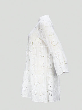Vestido de Manga Longa 100% em Laise Plus Size Várias Cores