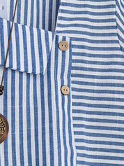 Camisa em Algodão e Viscose com Colarinho Assimétrico Listrada Plus Size Várias Cores