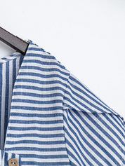 Camisa em Algodão e Viscose com Colarinho Assimétrico Listrada Plus Size Várias Cores