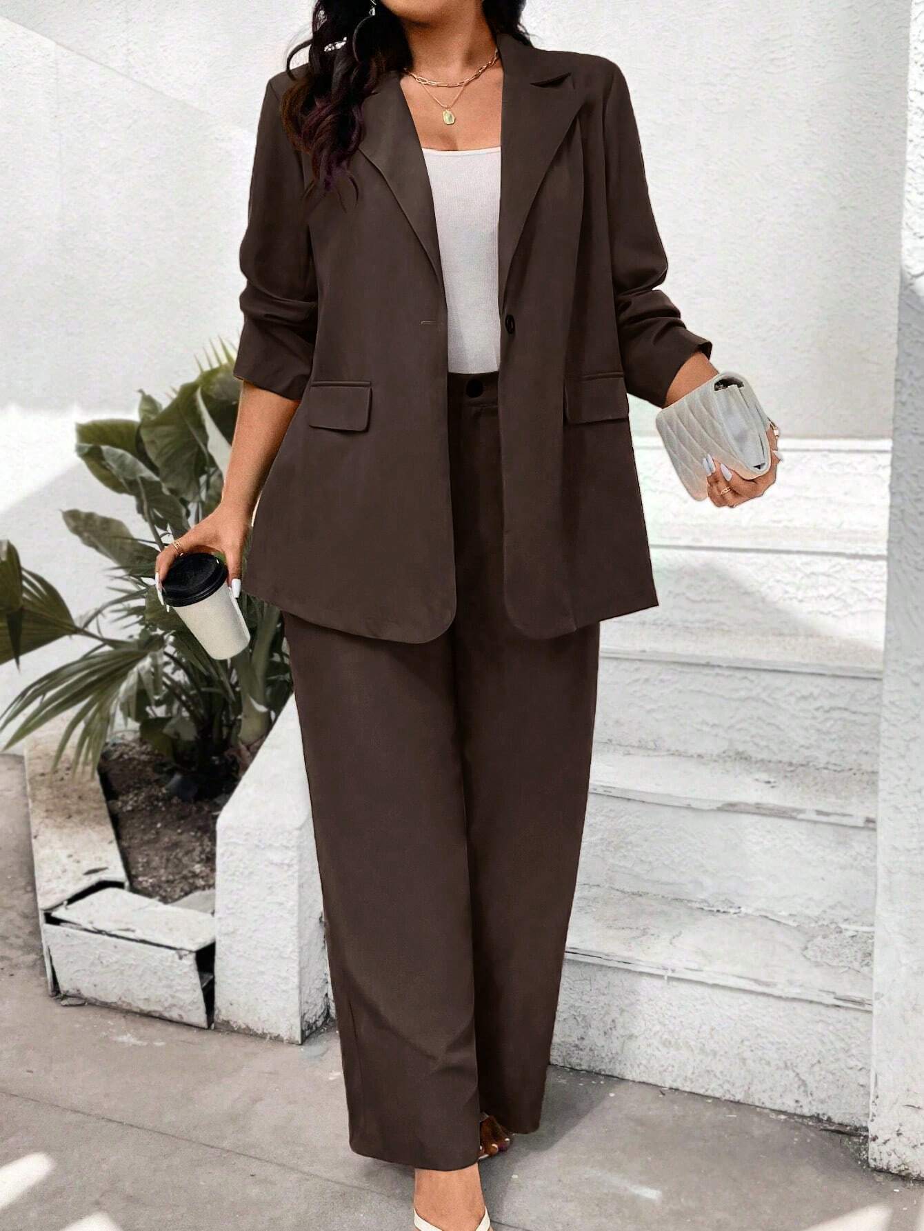 Conjunto de Blazer e Calça Várias Cores Plus Size