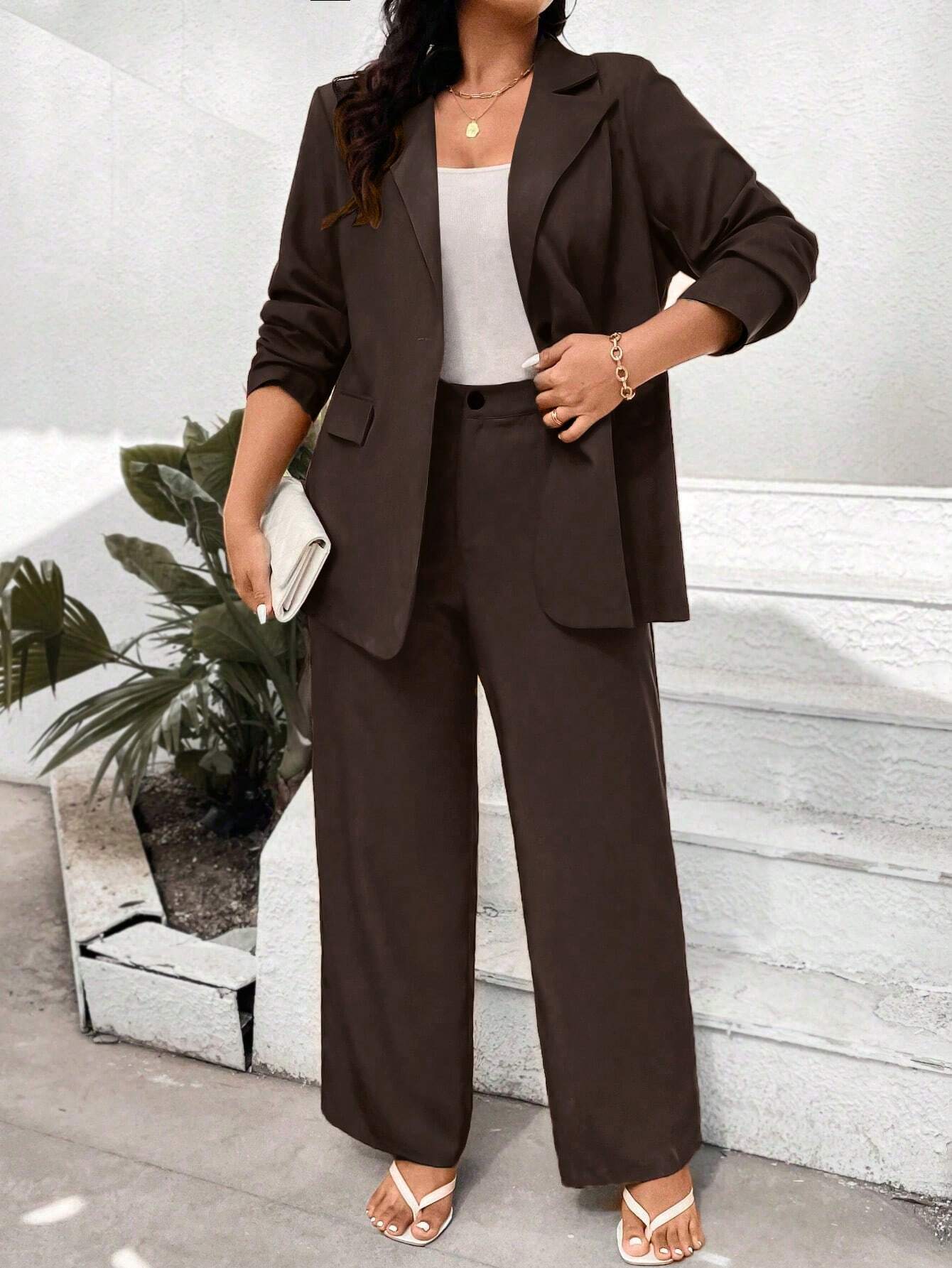 Conjunto de Blazer e Calça Várias Cores Plus Size