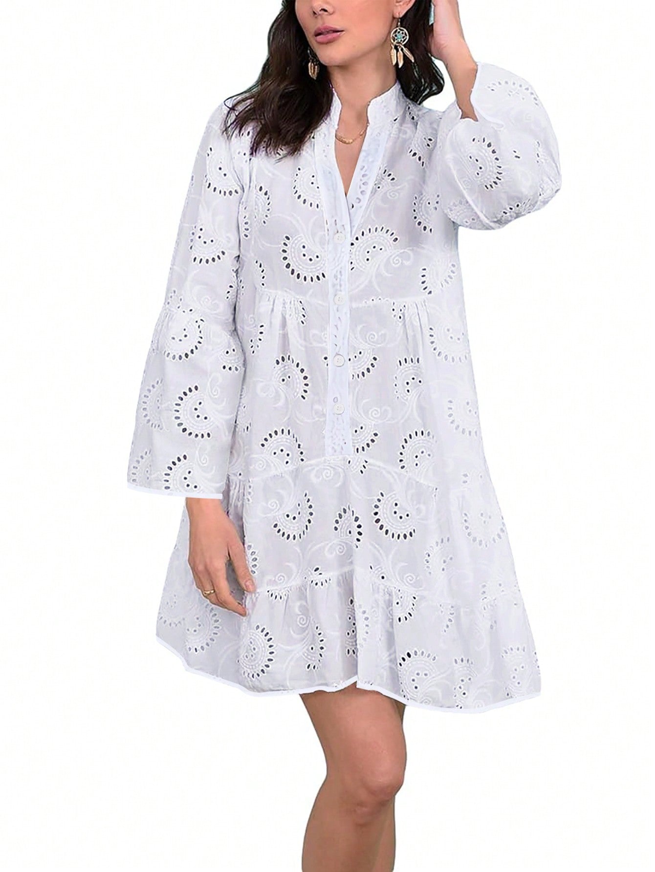Vestido de Manga Longa 100% em Laise Plus Size Várias Cores