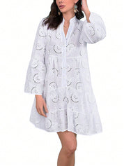 Vestido de Manga Longa 100% em Laise Plus Size Várias Cores