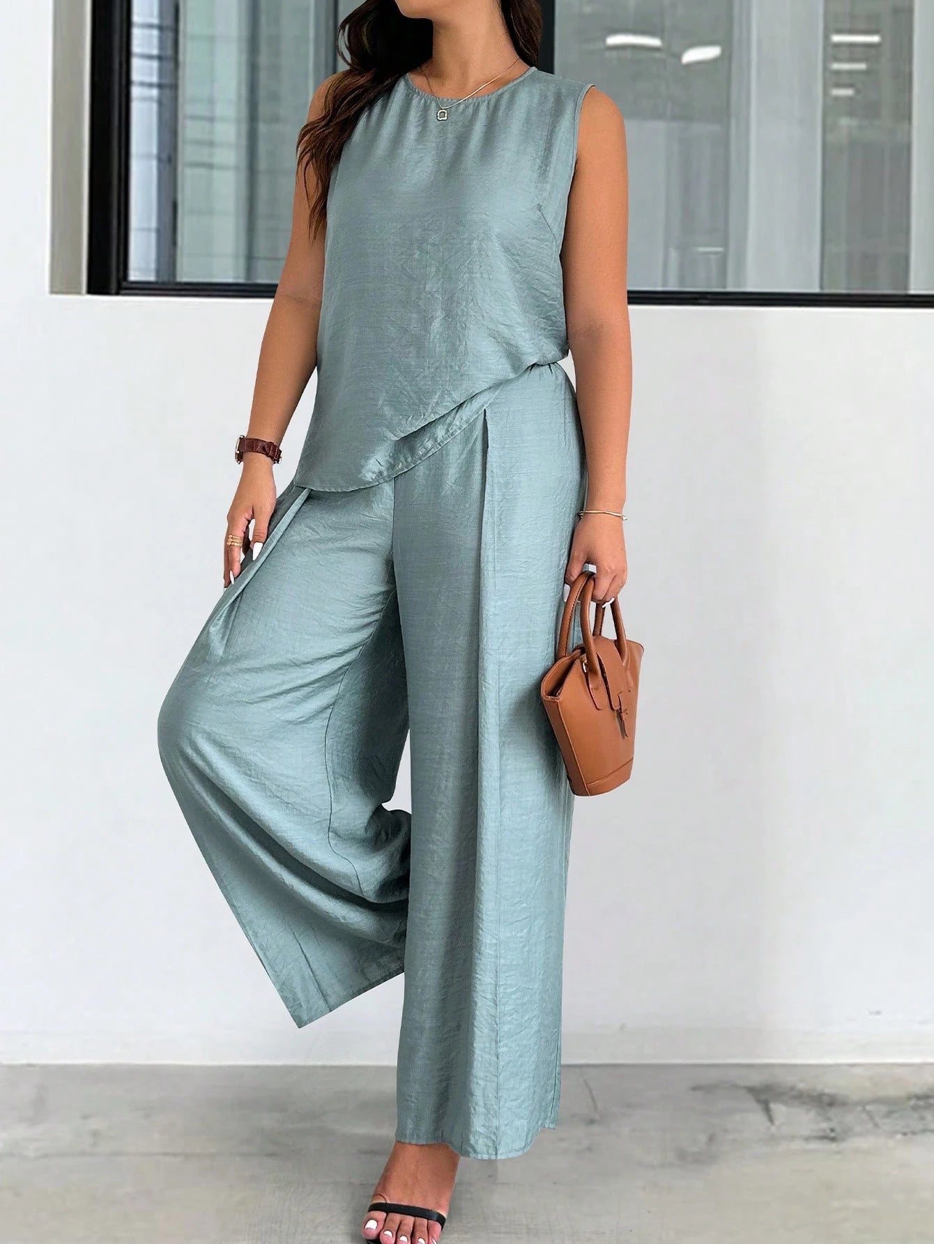 Conjunto de Regata e Calça Viscose e Poliamida Plus Size