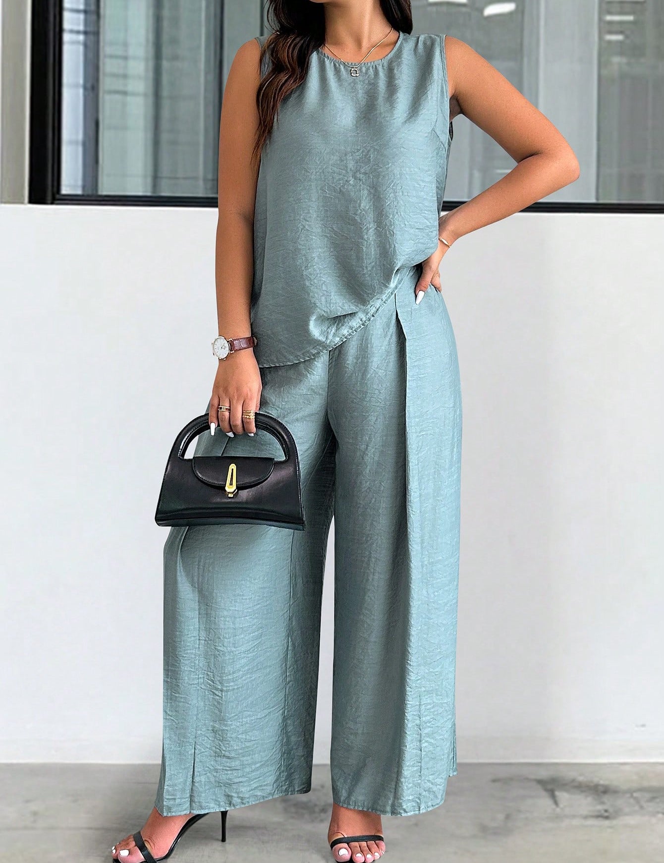 Conjunto de Regata e Calça Viscose e Poliamida Plus Size