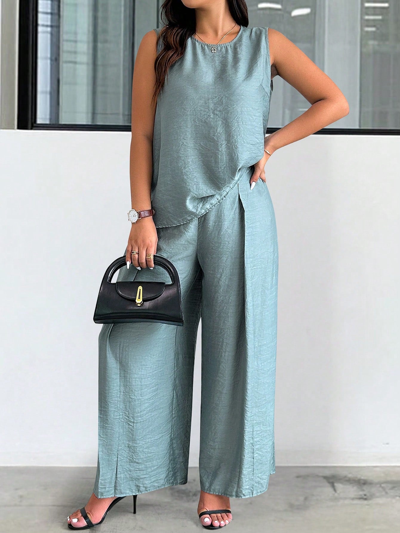 Conjunto de Regata e Calça Viscose e Poliamida Plus Size