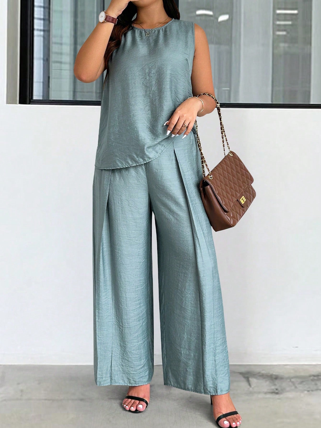 Conjunto de Regata e Calça Viscose e Poliamida Plus Size