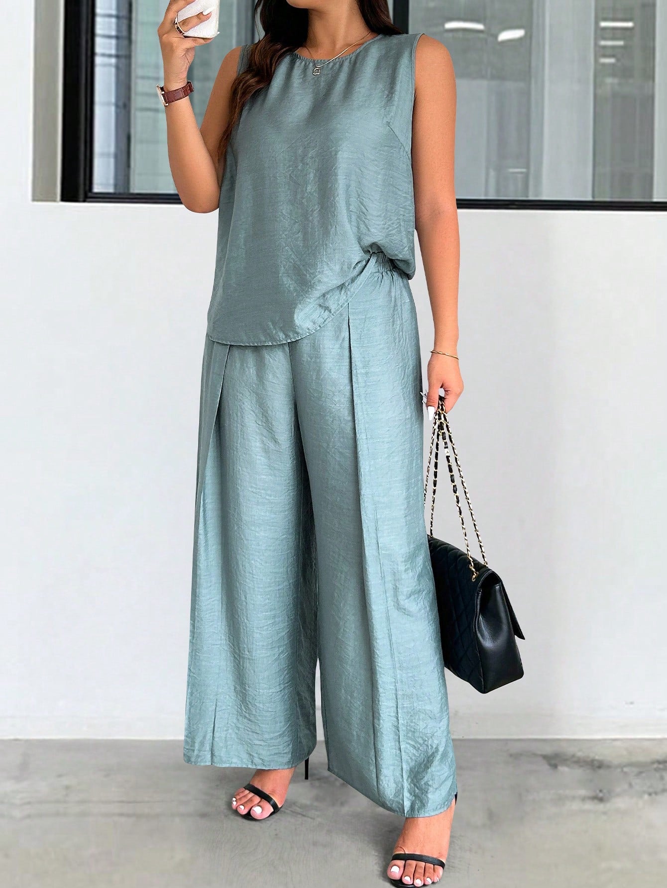 Conjunto de Regata e Calça Viscose e Poliamida Plus Size