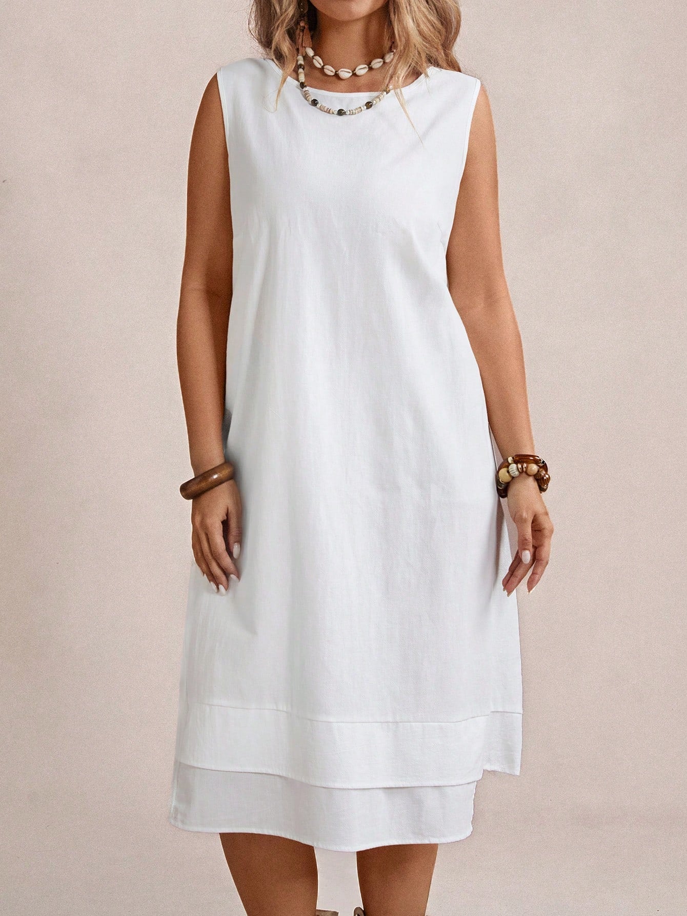 Vestido Midi, 100% Algodão, Plus Size, Liso Várias Cores