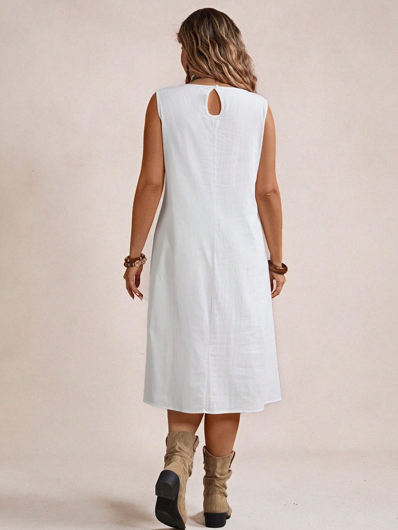 Vestido Midi, 100% Algodão, Plus Size, Liso Várias Cores