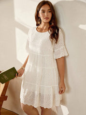Vestido Bata Bordado em Laise Branco