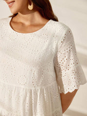 Vestido Bata Bordado em Laise Branco