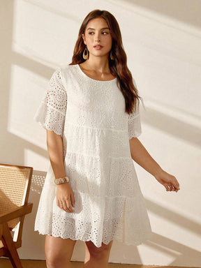 Vestido Bata Bordado em Laise Branco