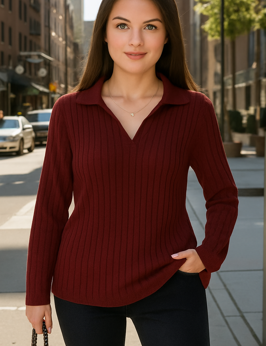 Blusa Plus Size em Tricô Premim com Toque Suave e Gola Charmosa