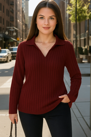 Blusa Plus Size em Tricô Premim com Toque Suave e Gola Charmosa