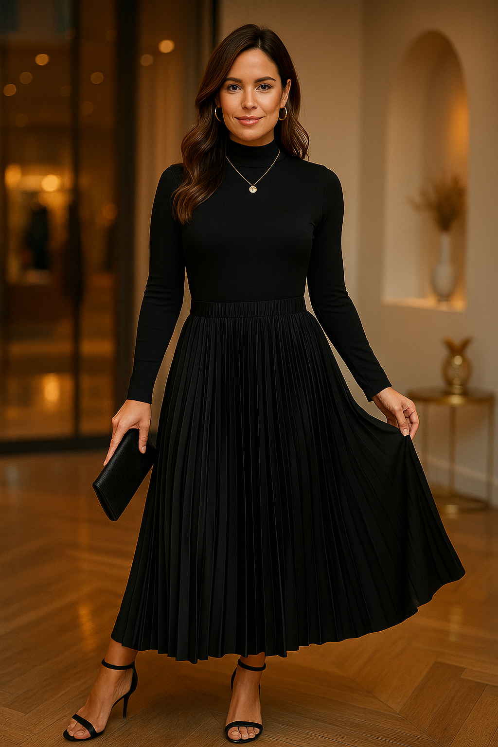 Saia Longa Plissada Plus Size