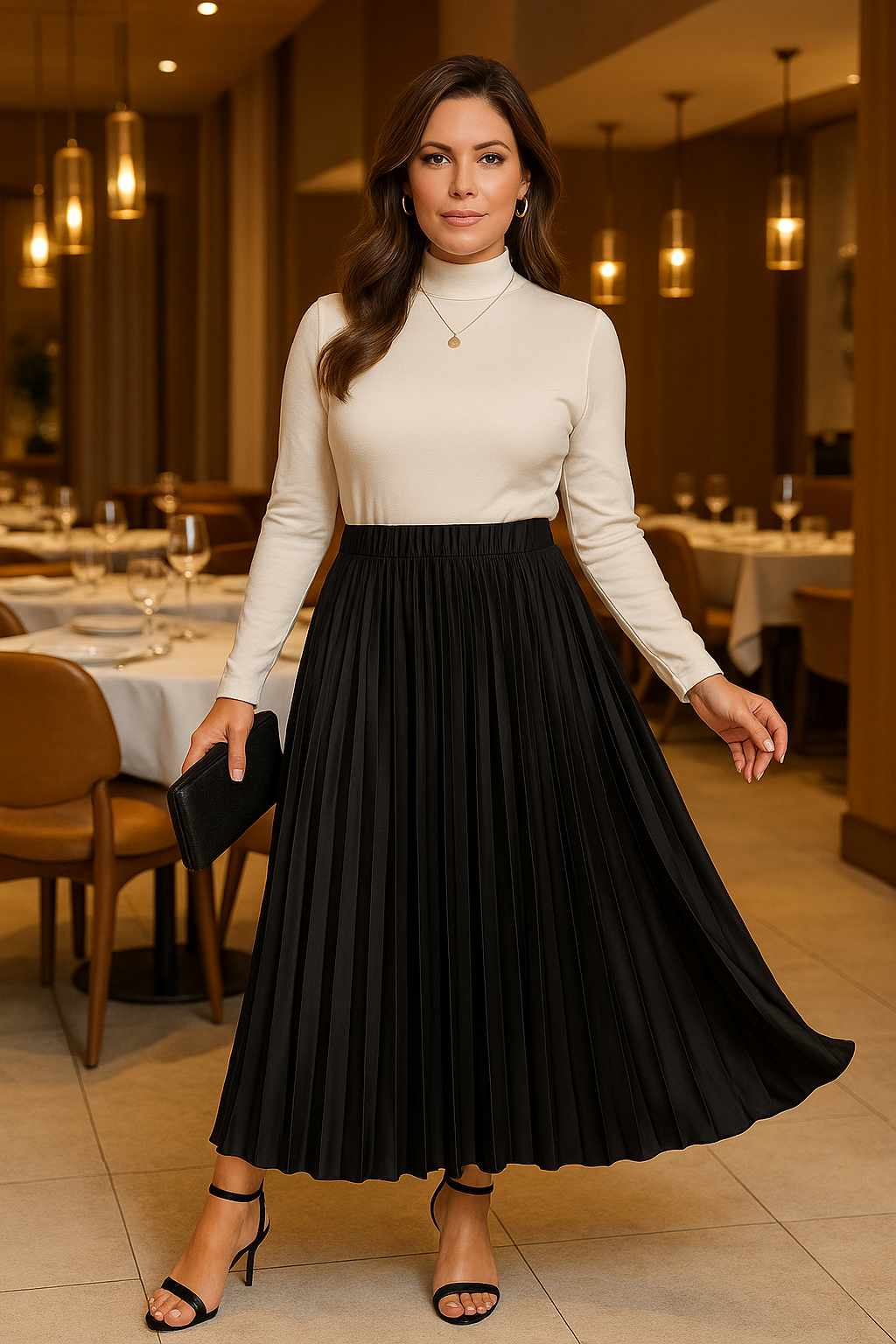 Saia Longa Plissada Plus Size