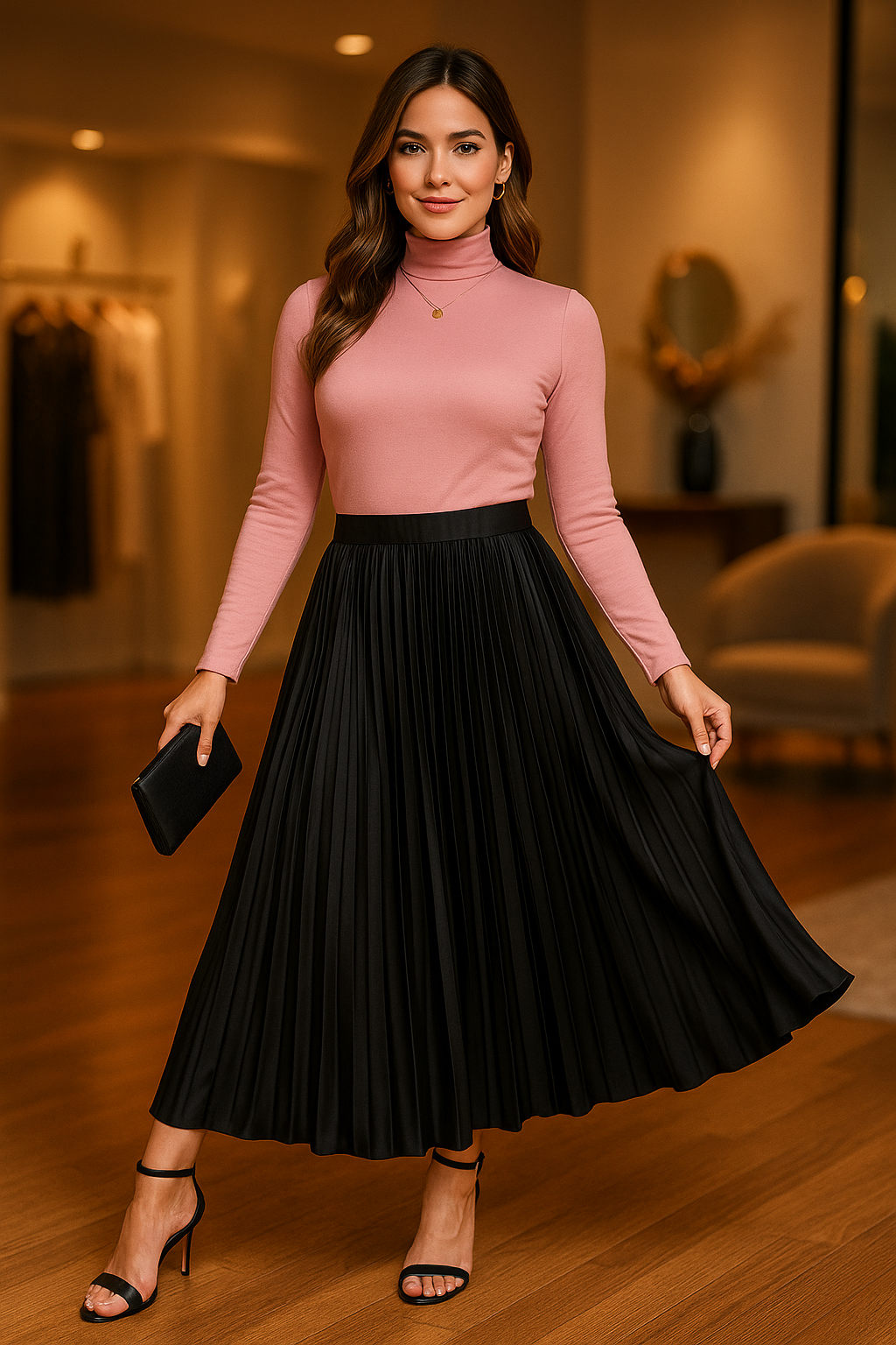Saia Longa Plissada Plus Size