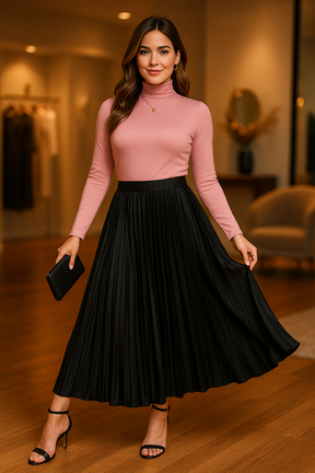Saia Longa Plissada Plus Size
