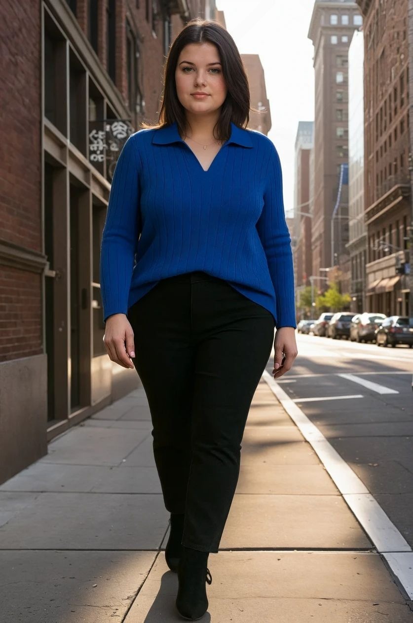 Blusa Plus Size em Tricô Premim com Toque Suave e Gola Charmosa