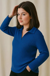 Blusa Plus Size em Tricô Premim com Toque Suave e Gola Charmosa
