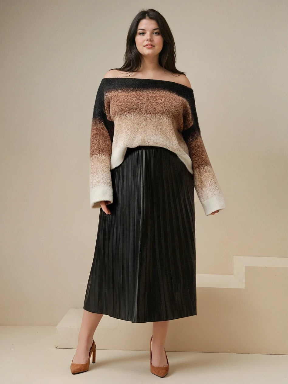 Suéter Pullover 100% Poliamida e Lã Penteada Degradê Felpudo Plus Size
