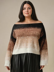 Suéter Pullover 100% Poliamida e Lã Penteada Degradê Felpudo Plus Size