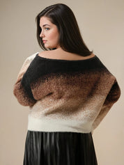 Suéter Pullover 100% Poliamida e Lã Penteada Degradê Felpudo Plus Size