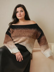 Suéter Pullover 100% Poliamida e Lã Penteada Degradê Felpudo Plus Size