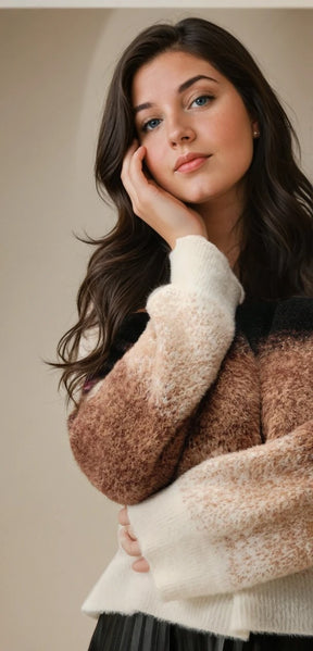 Suéter Pullover 100% Poliamida e Lã Penteada Degradê Felpudo Plus Size