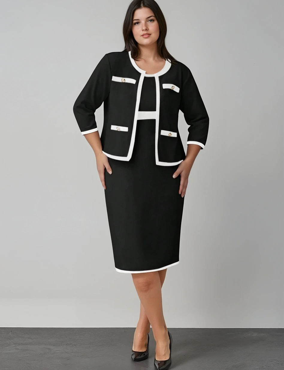 Conjunto Versátil para Mulheres Poderosas – Vestido e Blazer Casual Conjunto Versátil para Mulheres Poderosas – Vestido